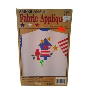 Americana Fabric Applique Kit Patriotic Bird Birdhouse #54109 Iron-On Kit